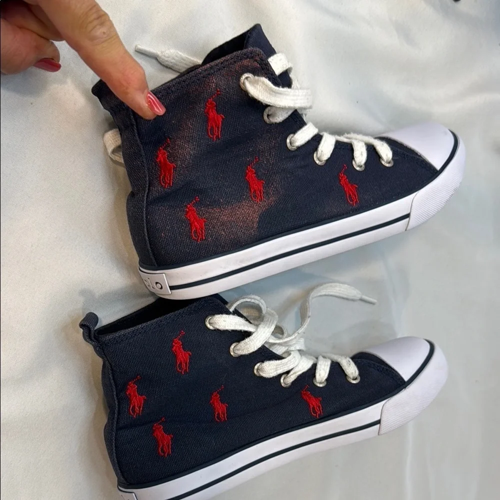 Polo Ralph Lauren Kids' size 3, Navy High-Top Sneakers, pre-owned, ***READ!*** - Picture 3 of 16